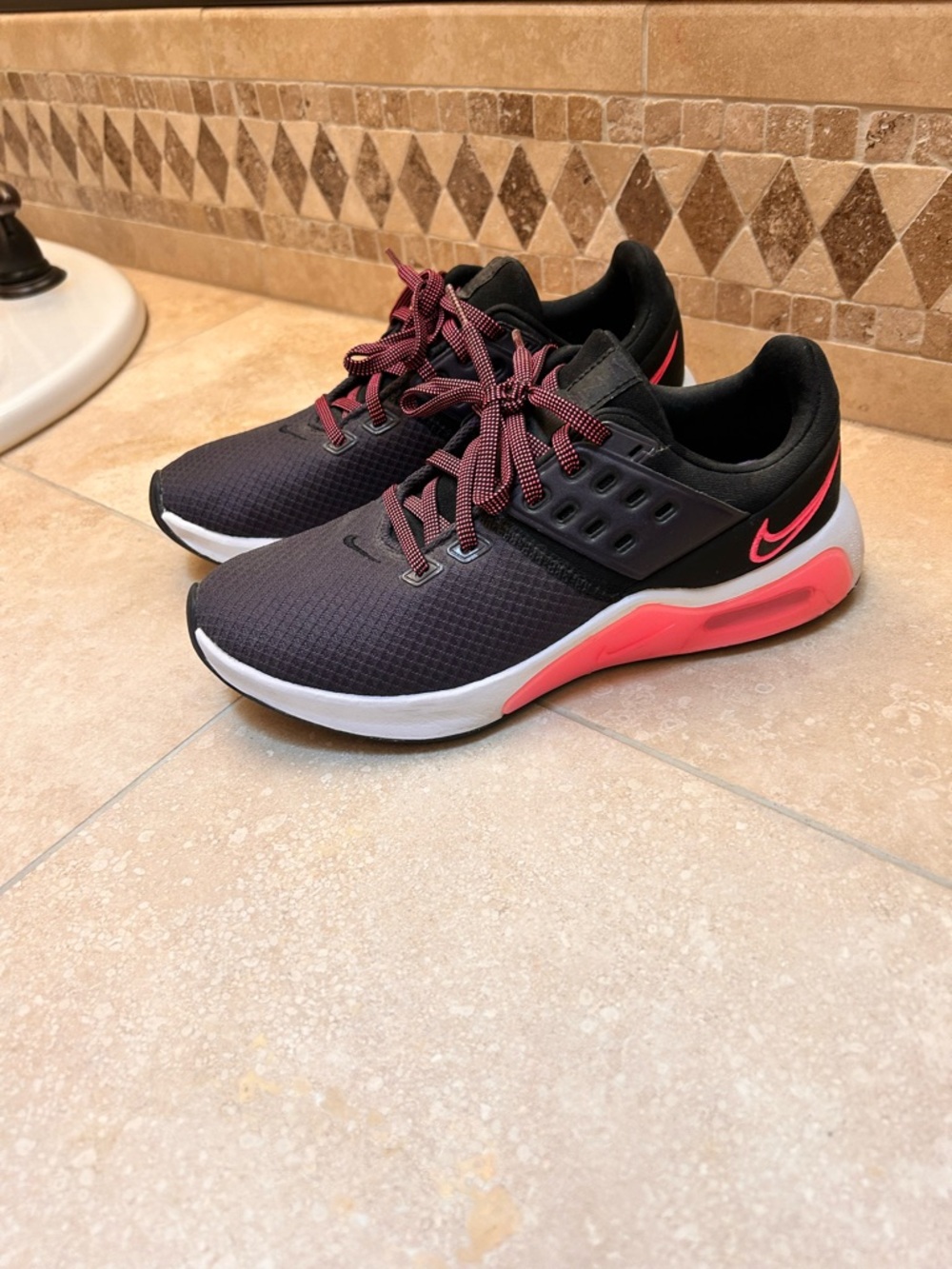 Nike Black Sneakers with Pink Accents